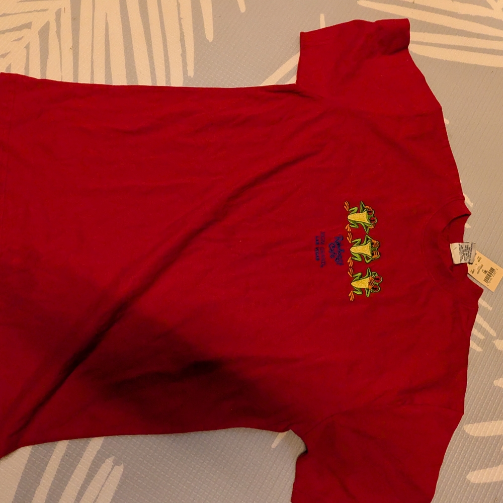 RAINFOREST Red Women's Tee with Frog Trio